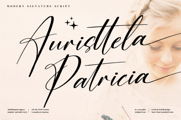 Auristtela Patricia Script Font for Elegant Editorial Design