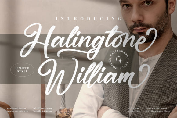 Halingtone William: Elegant Script Handwritten Font